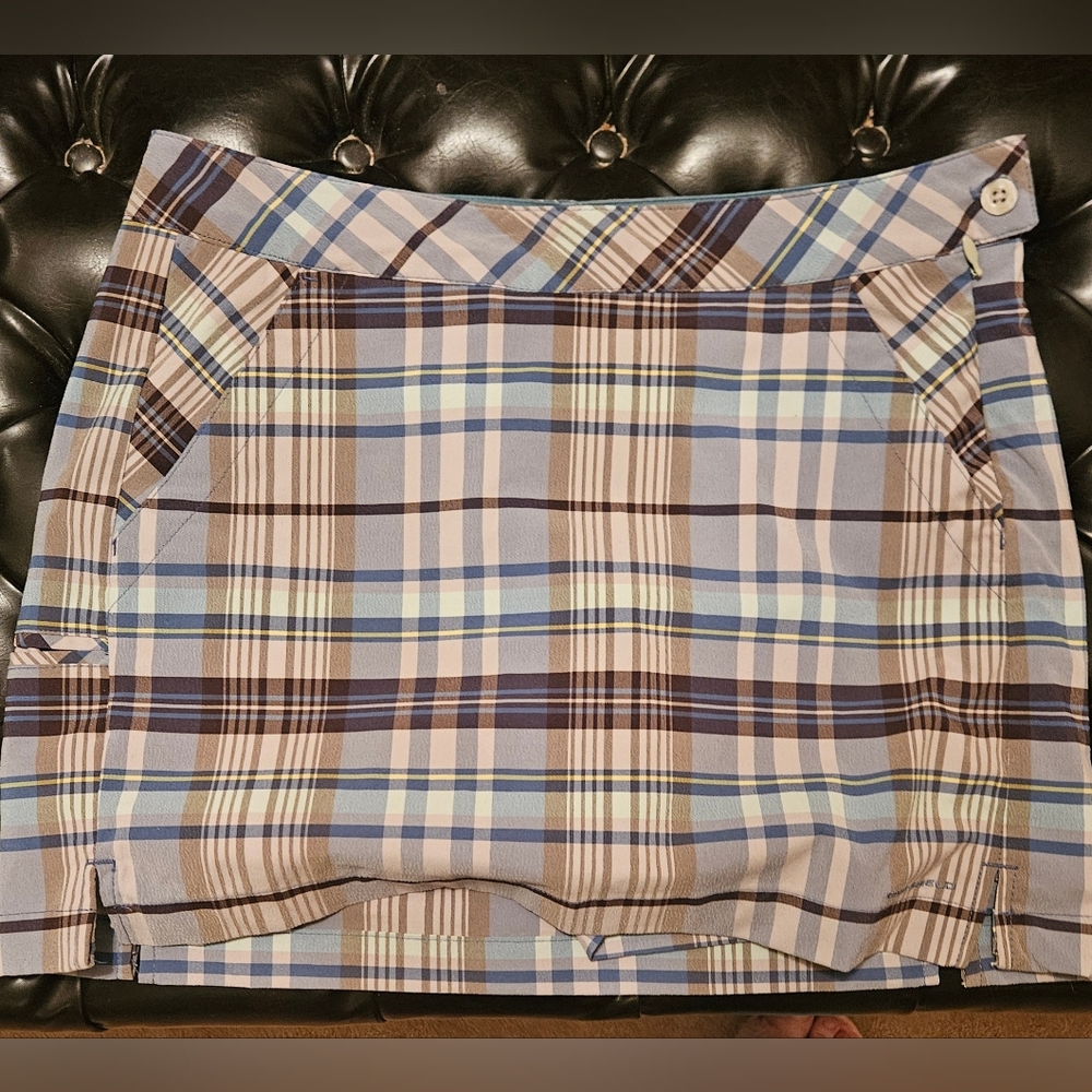 Columbia Plaid Mini Skirt in Blue and Brown